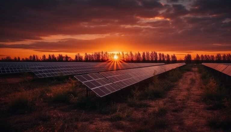 sun sets renewable energy futuristic landscape generated by ai (2)