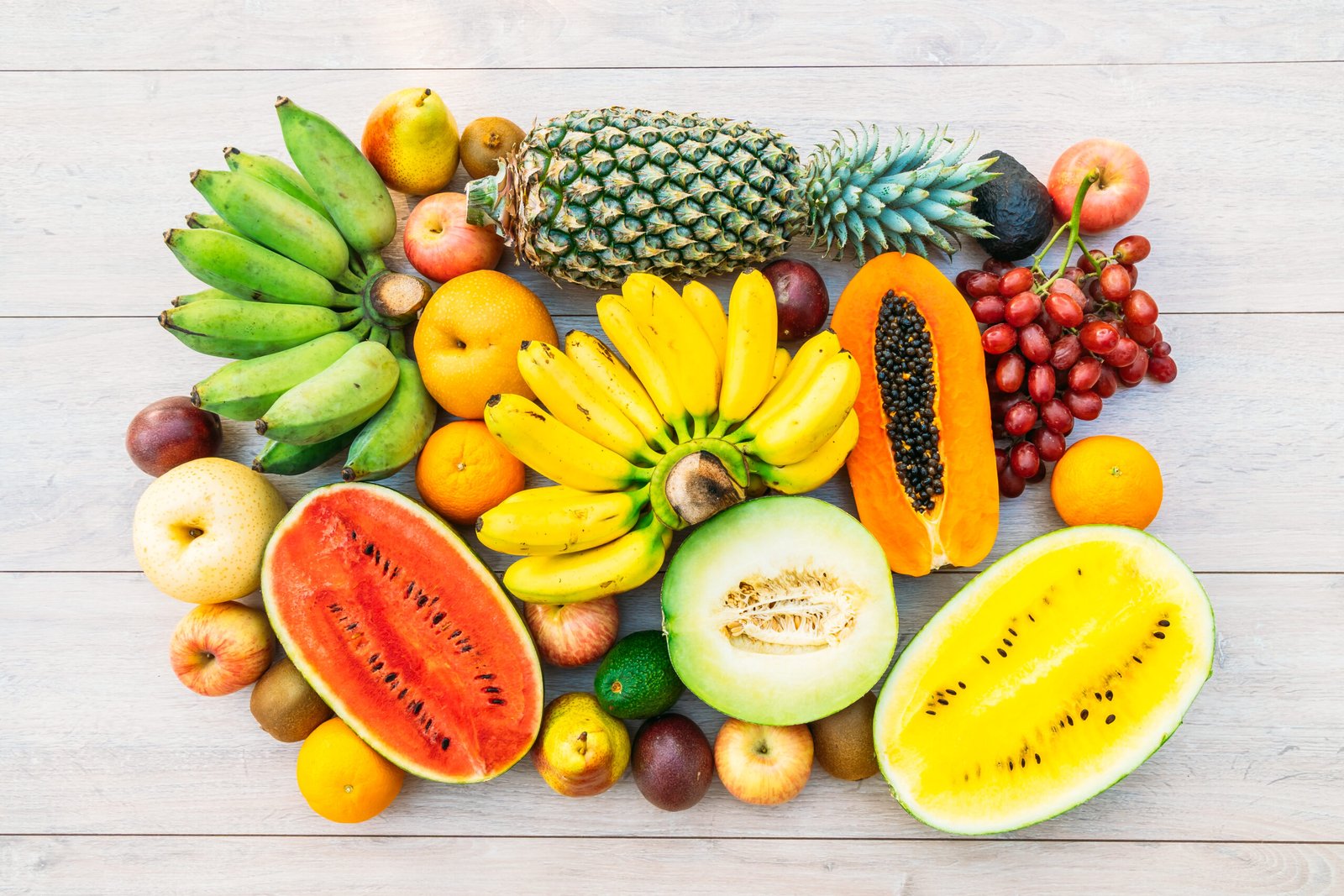 mixed fruits with apple banana orange and other