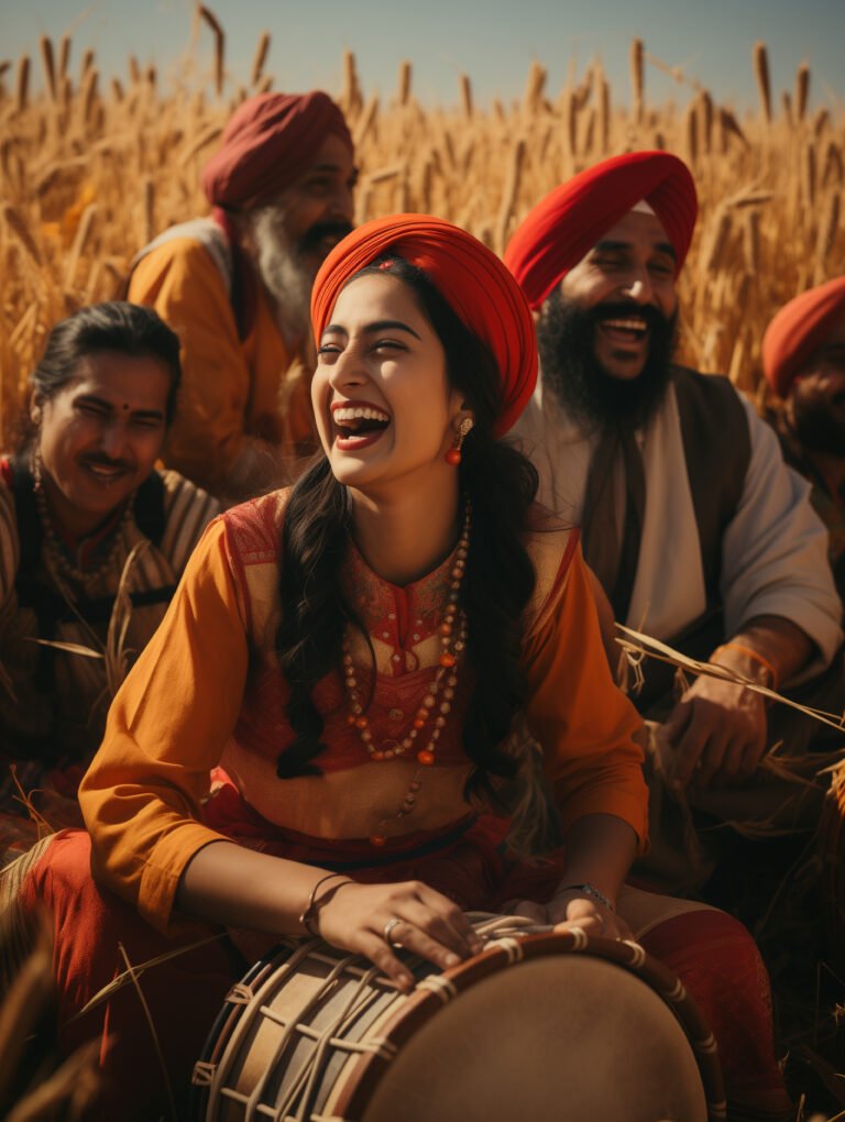 portrait indian people celebrating baisakhi festival