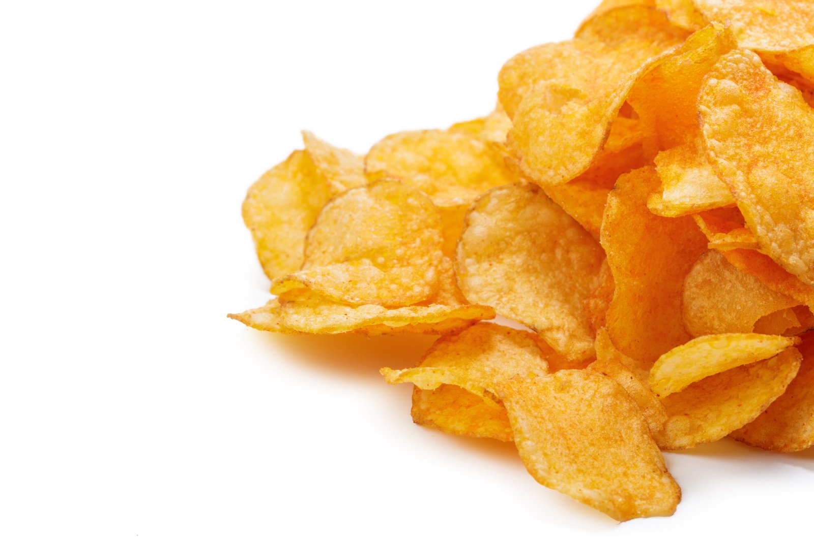 potato chips isolated on white background