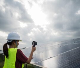Engineer electric woman checking and maintenance of solar cells. engineer electric woman checking and maintenance of solar cells.